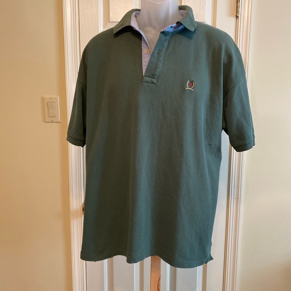 Tommy Hilfiger - Mens green polo shirt, Size: XL